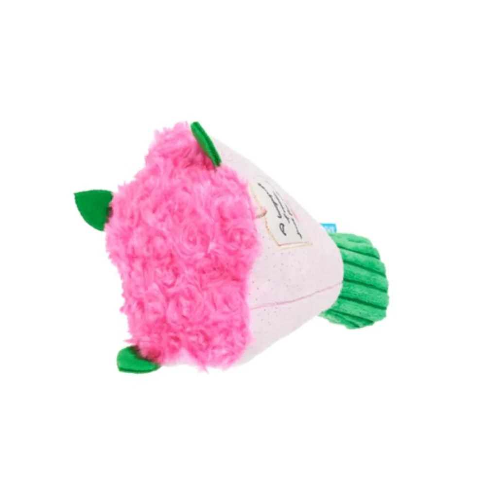 NWT BARK Boopquet of Roses Bouquet of Flowers Dog Toy, Pink & Green, M-L 20+ lbs